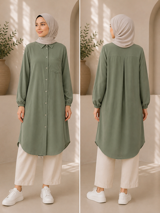 Rüya moda - Tunika Lyocell Stoff lang