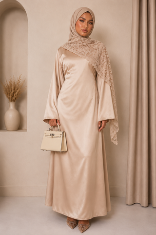 Rüya moda - Satin Kleid mit Spitzendetail