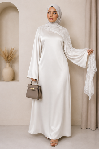 Rüya moda - Satin Kleid mit Spitzendetail