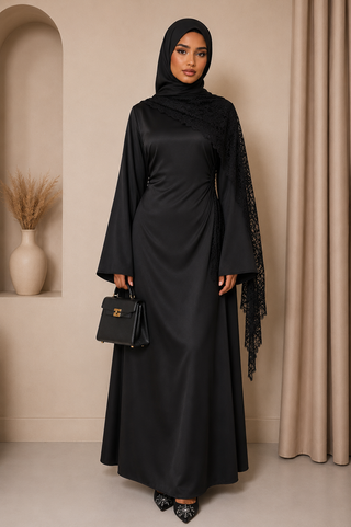 Rüya moda - Satin Kleid mit Spitzendetail
