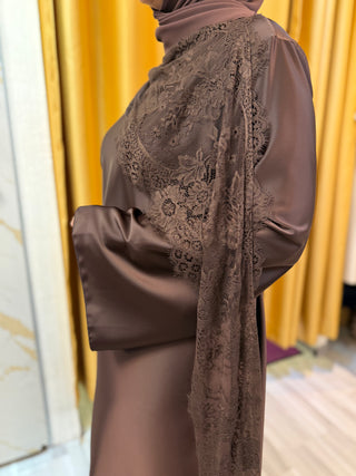 Rüya moda - Satin Kleid mit Spitzendetail