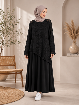 Kleid mit Spitzenoberteil 2-teilig