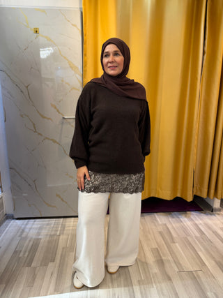 Longpullover mit Spitzendetail