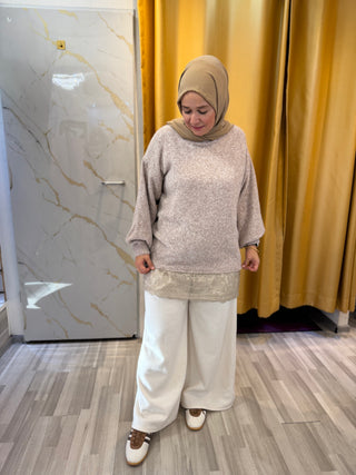 Longpullover mit Spitzendetail