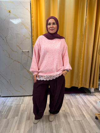 Longpullover mit Spitzendetail