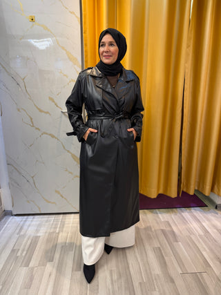 Leder Trenchcoat